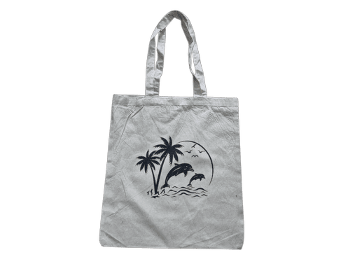 Tropical Dolphin Cotton Calico Shopping bag